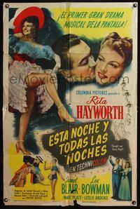 4y887 TONIGHT & EVERY NIGHT Spanish/U.S. 1sh '44 sexy showgirl Rita Hayworth shows legs, plus headshot!
