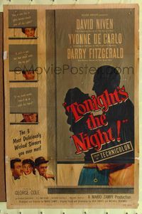 4y888 TONIGHT'S THE NIGHT 1sh '54 David Niven, Yvonne De Carlo, Barry Fitzgerald, Happy Ever After!