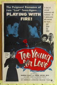 4y890 TOO YOUNG FOR LOVE 1sh '54 Lionello de Felice's L'Eta dell'amore, teen-agers playing w/fire!