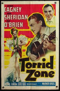 4y895 TORRID ZONE 1sh '40 James Cagney plays guitar for sexiest dancer Ann Sheridan, Pat O'Brien