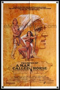 4y907 TRIUMPHS OF A MAN CALLED HORSE 1sh '82 art of Native American Richard Harris by C.W. Taylor!