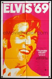 4y909 TROUBLE WITH GIRLS 1sh '69 great gigantic close up art of smiling Elvis Presley!