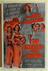 4y007 2 SENORITAS FROM CHICAGO 1sh R50 sexy dancers Joan Davis & Falkenburg, a scream of a team!