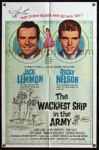 4y934 WACKIEST SHIP IN THE ARMY 1sh '60 art of sailors Jack Lemmon & Ricky Nelson!