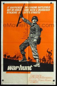 4y948 WAR HUNT 1sh '62 Robert Redford in his first starring role, war does strange things to men!
