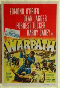 4y955 WARPATH 1sh '51 Edmond O'Brien, Dean Jagger, soldiers vs. Native Americans!