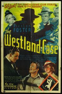 4y961 WESTLAND CASE 1sh '37 Preston Foster, Carol Hughes, dramatic threatening silhouette art!