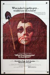 4y963 WHAT EVER HAPPENED TO AUNT ALICE? 1sh '69 creepy horror image of woman buried up to her face!