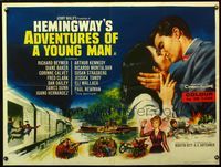 4z009 ADVENTURES OF A YOUNG MAN British quad '62 Ernest Hemingway, different art by Chantrell!