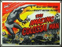 4z016 AMAZING COLOSSAL MAN British quad '57 Bert I Gordon, great art of the giant monster attacked!