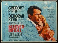 4z039 BELOVED INFIDEL British quad '59 Peck as F. Scott Fitzgerald & Deborah Kerr, Chantrell art!