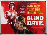 4z050 BLIND DATE British quad '59 Joseph Losey, art of Hardy Kruger & sexy Micheline Presle!