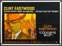 4z091 COOGAN'S BLUFF British quad '68 completely different art of Clint Eastwood in New York City!