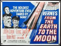 4z156 FROM THE EARTH TO THE MOON British quad '58 Jules Verne's boldest adventure dared by man!