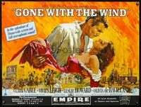 4z169 GONE WITH THE WIND British quad R68 art of Clark Gable & Vivien Leigh by Howard Terpning!