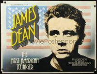 4z216 JAMES DEAN: THE FIRST AMERICAN TEENAGER British quad '76completely different close up of him!