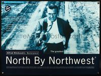 4z290 NORTH BY NORTHWEST British quad R95 c/u of Cary Grant running from cropduster, Hitchcock