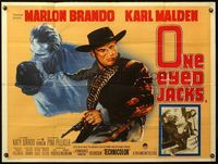 4z297 ONE EYED JACKS British quad '61 art of star & director Marlon Brando with gun & bandolier!