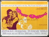 4z322 PRETTY POISON British quad '68 different art of psycho Anthony Perkins & psycho Tuesday Weld!
