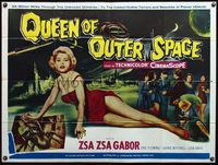 4z003 QUEEN OF OUTER SPACE British quad '58 artwork of sexy full-length Zsa Zsa Gabor on Venus!