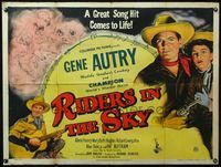 4z345 RIDERS IN THE SKY British quad '49 Gene Autry's great song hit comes to life, stone litho!