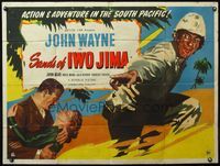 4z364 SANDS OF IWO JIMA British quad '50 great artwork of World War II Marine John Wayne!