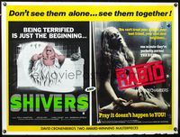 4z388 SHIVERS/RABID British quad '70s David Cronenberg, don't see them alone, see them together!