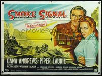 4z394 SMOKE SIGNAL British quad '55 Dana Andrews & Piper Laurie flee through Indian territory!