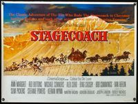 4z410 STAGECOACH British quad '66completely different Norman Rockwell art of Indians chasing stage!