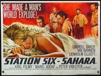 4z414 STATION SIX-SAHARA British quad '64 sexy Carroll Baker is alone w/5 men in desert, different!