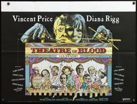 4z434 THEATRE OF BLOOD British quad '73 great art of Vincent Price & cast as marionettes!