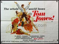 4z443 TOM JONES British quad '63 artwork of Albert Finney surrounded by five sexy women on bed!