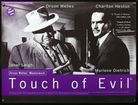 4z445 TOUCH OF EVIL British quad R96 Orson Welles classic, close up with Charlton Heston!