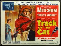 4z447 TRACK OF THE CAT British quad '54 Robert Mitchum & Teresa Wright in a startling love story!