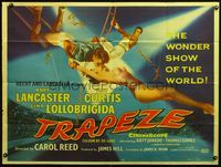 4z450 TRAPEZE British quad '56 best image of Burt Lancaster, Gina Lollobrigida & Tony Curtis!