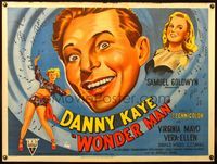 4z481 WONDER MAN British quad '45 huge headshot of Danny Kaye, sexy Virginia Mayo & Vera-Ellen!