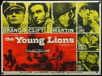 4z485 YOUNG LIONS British quad '58 Nazi Marlon Brando, Dean Martin, Montgomery Clift, different!