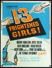5a381 13 FRIGHTENED GIRLS 30x40 '63 directed by William Castle, cool different artwork!