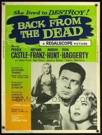 5a394 BACK FROM THE DEAD 30x40 '57 Peggie Castle lived to destroy, cool sexy horror image!