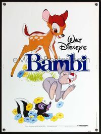 5a398 BAMBI 30x40 R82 Walt Disney cartoon deer classic, great art of forest animals!