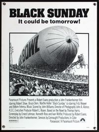 5a415 BLACK SUNDAY 30x40 '77 Frankenheimer, Goodyear Blimp zeppelin disaster at the Super Bowl!