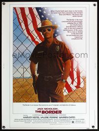5a421 BORDER 30x40 '82 art of Jack Nicholson as border patrol by M. Skolsky, Harvey Keitel