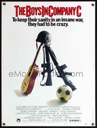 5a425 BOYS IN COMPANY C 30x40 '78 the insane Vietnam War, cool image of guitar, guns & soccer ball!