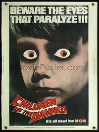 5a440 CHILDREN OF THE DAMNED 30x40 '64 beware the creepy kid's eyes that paralyze!