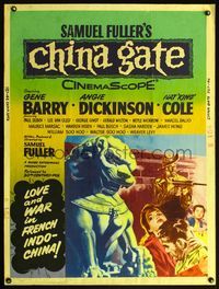 5a441 CHINA GATE 30x40 '57 Samuel Fuller, Angie Dickinson, Gene Barry, Nat King Cole!