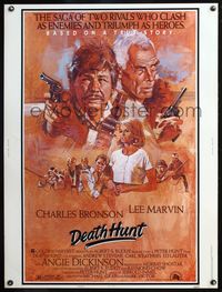 5a458 DEATH HUNT style B 30x40 '81 artwork of Charles Bronson & Lee Marvin with guns by John Solie!