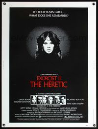 5a481 EXORCIST II: THE HERETIC 30x40 '77 Linda Blair, John Boorman's sequel to Friedkin's movie!