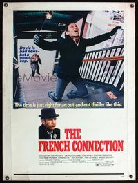 5a494 FRENCH CONNECTION 30x40 '71 Gene Hackman in movie chase climax, directed by William Friedkin!