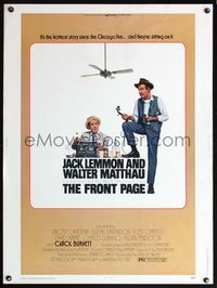 5a495 FRONT PAGE 30x40 '75 art of Jack Lemmon & Walter Matthau, directed by Billy Wilder!