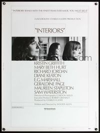5a546 INTERIORS style B 30x40 '78 Woody Allen, Diane Keaton, Mary Beth Hurt, Kristin Griffith